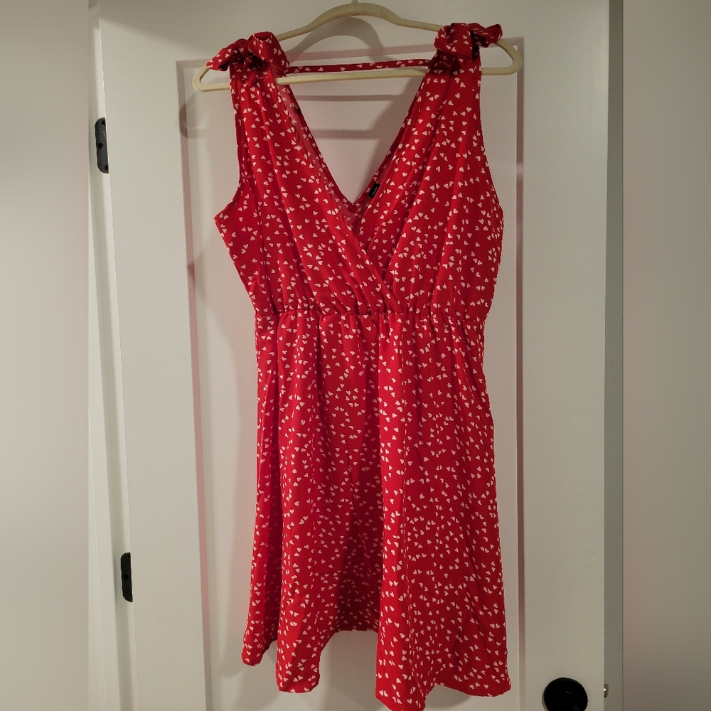 SHEIN Red Dress with White Heart Design